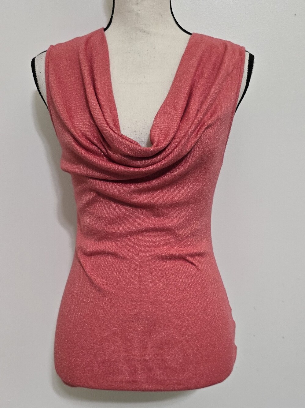 MICHAEL STARS one size Sleeveless Cowl Neck Metallic Slinky Stretch Top Orange